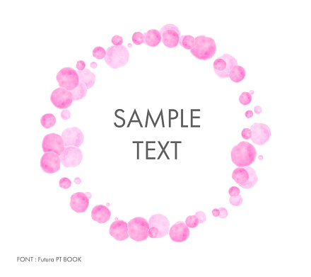 Hand-drawing watercolor pink circle dots frame, vector illustration with an alpha channel.