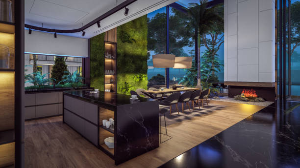 istock 3d rendering of expensive cozy interior with green walls in night 1847387723