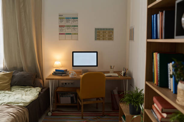 istock Workplace with computer in teenage room 1847405095