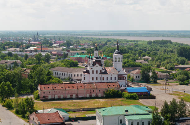 教会とエリザベス zakhariya ます。tobolsk ます。シベリアます。ロシア - irtysh river ストックフォトと画像