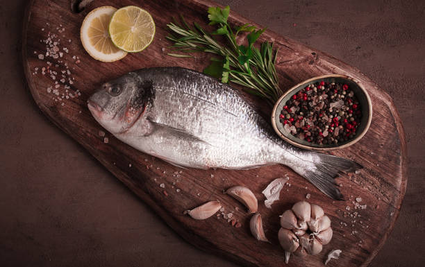 istock Fresh, raw dorado fish, top view, no people, 1847409456