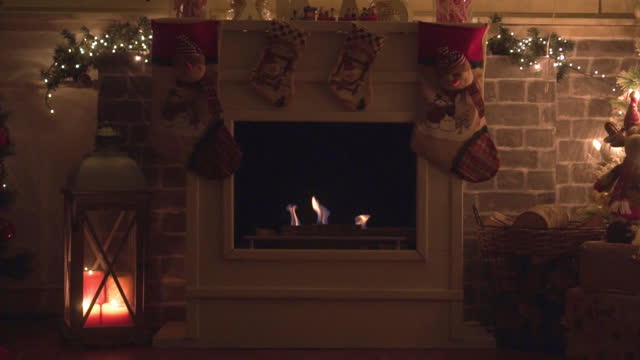 Decorated Christmas Fireplace at Home