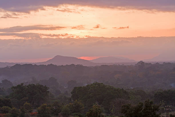 istock Mountain landscape at dawn against morning glow background 184742058