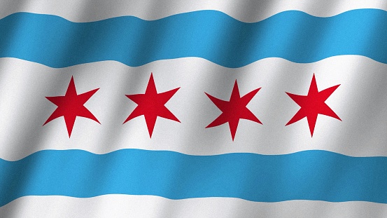Flag of Chicago images, Chicago flag waving in the wind.