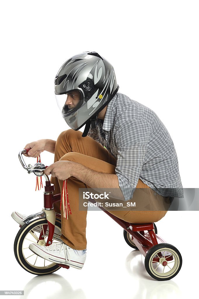 Hombre En Triciclo Foto de stock y más banco de imágenes de Triciclo - Triciclo, Hombres, Humor -