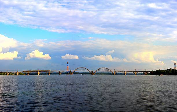 istock Panorama of the railway Bridge on Dniepr river (Ukraine) 184744306