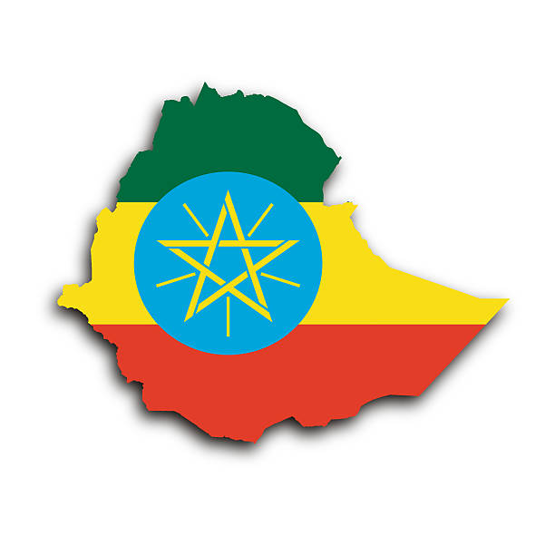 Flag of Ethiopia waving background.