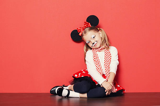 little beautiful girl with mouse mask