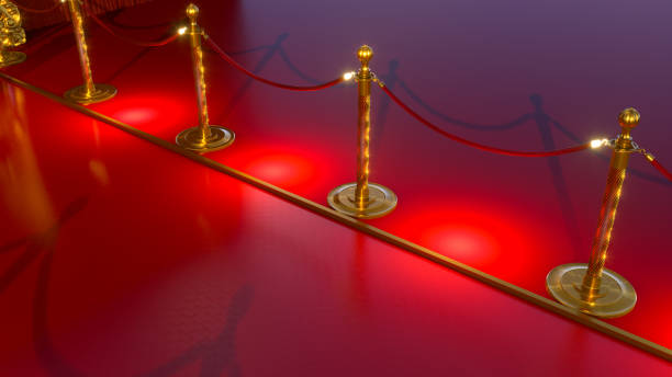 istock red carpet with golden barrier, vip concept 1847453087