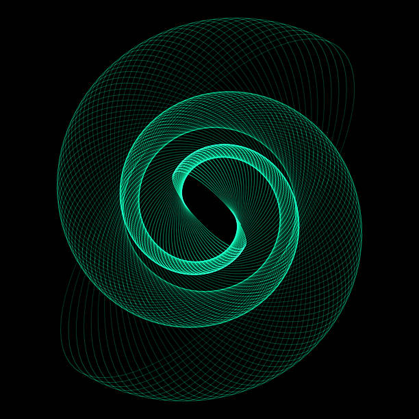 Flower spirograph pendulum photography is on black background.