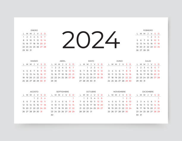 istock Spanish calendar for 2024 year. Template of grid with 12 month. Vector illustration. 1847472682