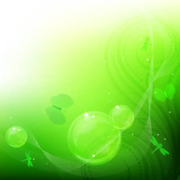Vector illustration of Green bubbles background.