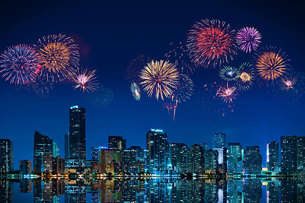 Fireworks in Miami stock photo