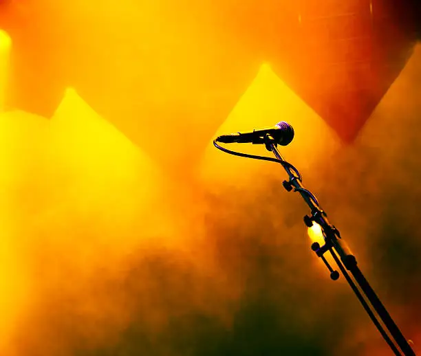 Photo of Microphone in stage lights