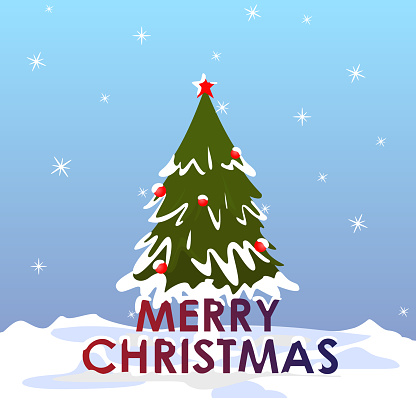 Merry Christmas background with Christmas tree premium vector illustration