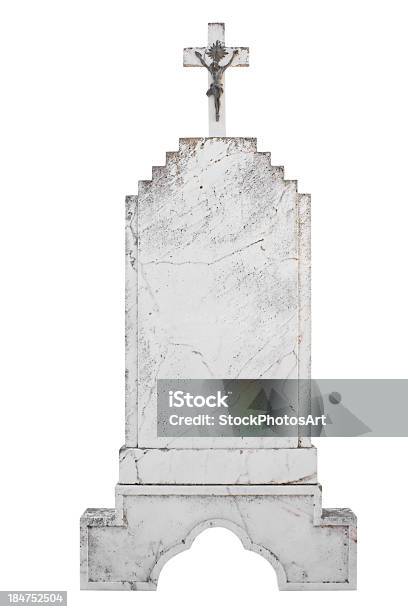 Christian Branco Gravestone Isolado Em Fundo Branco - Fotografias de stock e mais imagens de Antigo