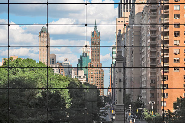 istock Columbus circle seen through windows of a building 184752854