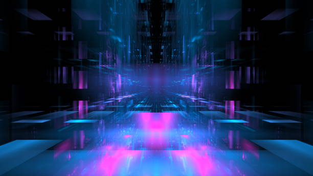 istock Digital city matrix, metaverse. Futuristic technological digital city, glowing structures of cyberspace. 3d render 1847548593