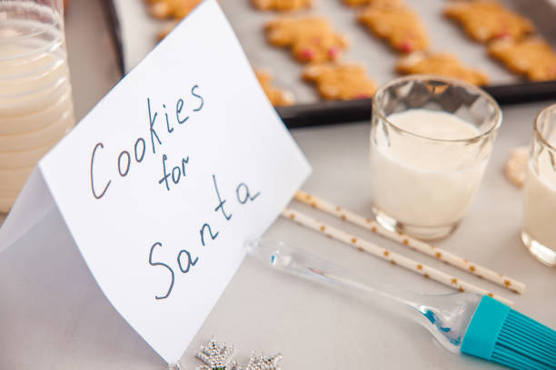 Plate of gingerbread cookies and milk ready for Santa