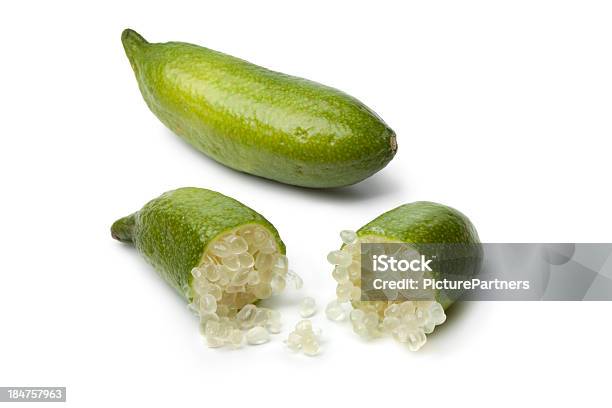 Whole And Half Lime Fingers Stock Photo - Download Image Now - Australia, Citrus Fruit, Cross Section