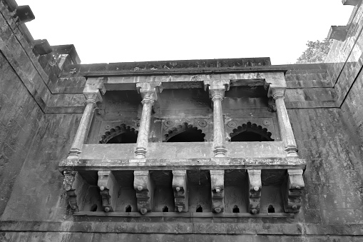 Satara, Maharashtra, India - December 10 2023: Architecture at ancient step well near Satara India. Also called the Baromatichi Vihir, it was constructed between 1641 and 1646.