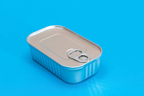 istock Unopened Tin Can with Blank Edge on Light Blue Background 1847593319