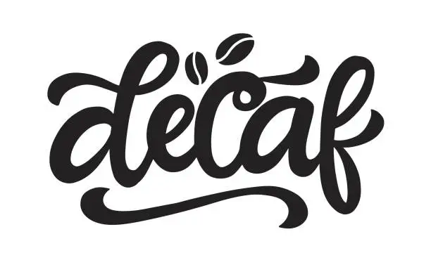 Vector illustration of Decaf premium coffee vector logo badge hand written lettering, modern calligraphy