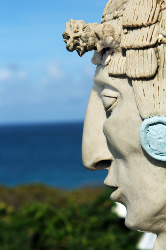 A Mayan Man Statue on Isla Mujeres, Mexico