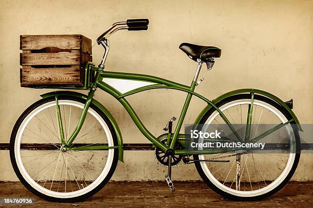 Retro Styled Sepia Image Of A Vintage Bicycle Stock Photo - Download Image Now - Bicycle, Crate, Side View