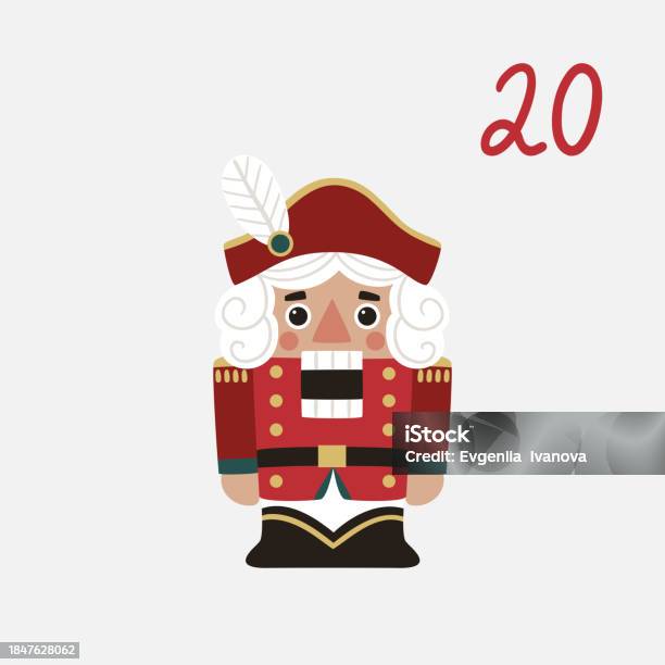 Christmas Illustration With Nutcracker And Numbers For Advent Calendar Christmas Illustration With Nutcracker And Numbers For Advent Calendar