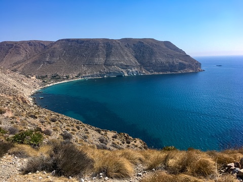 View from the south of San Pedro cove in Cabo de Gata, Andalusia, Spain.