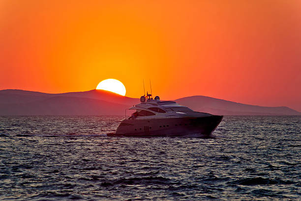 istock Yacht on sea with epic sunset 184763826