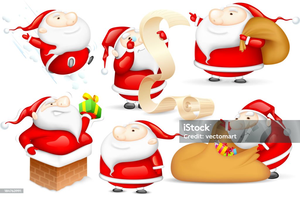 Santa in diversi Mood - arte vettoriale royalty-free di Adulto