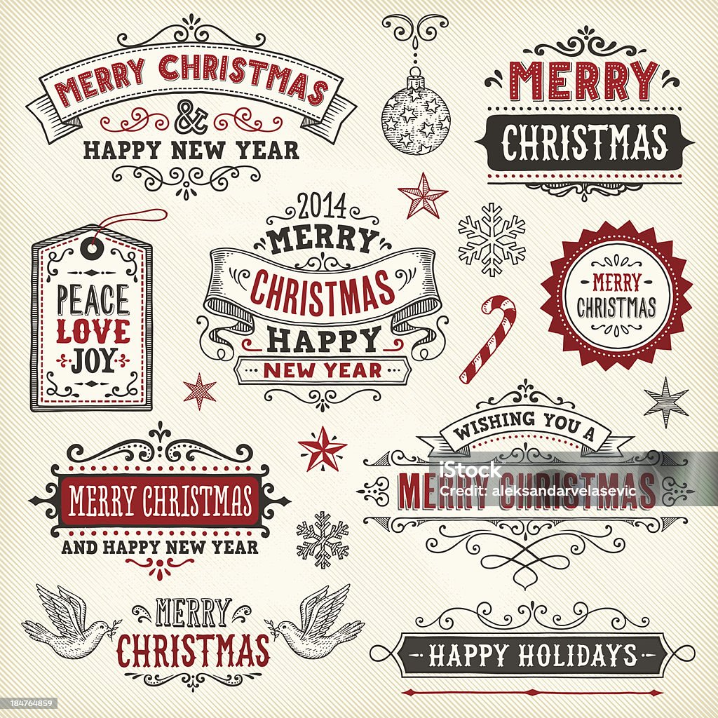 Ręcznie rysowane Narodzenia Banery i etykiety - Grafika wektorowa royalty-free (Boże Narodzenie)