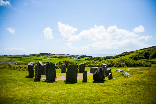 Spring landscape in Drombeg megaliths in Ireland.