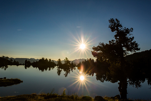 Sunrise in Josep Maria Blanc refuge, Aiguestortes and Sant Maurici National Park, Spain