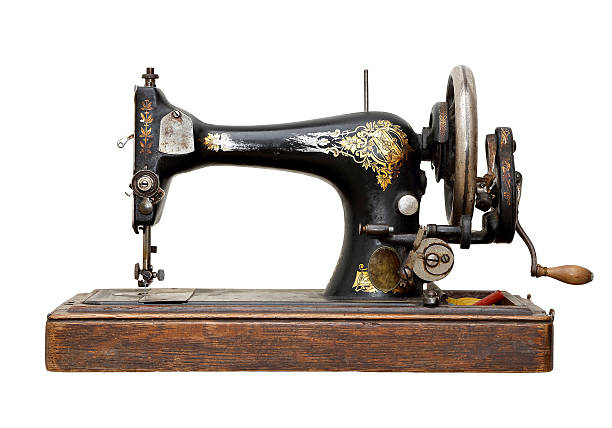 antique sewing machine vintage sewing machine isolated on white machine sewing white sewing item stock pictures, royalty-free photos & images