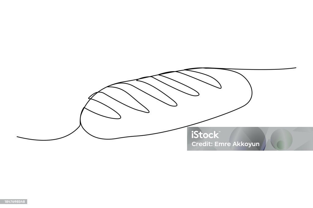 Bread Line Vector Single Continuous Line Drawing Of A Bread Stock Illustration - Download ...