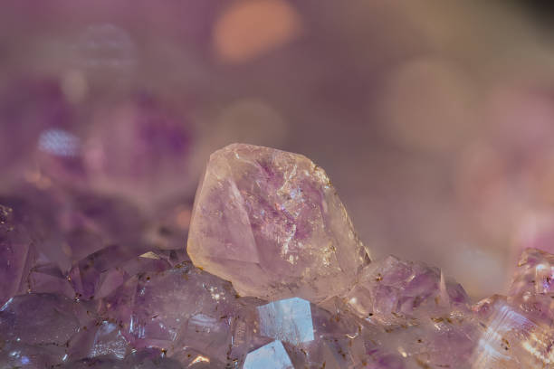 istock Close up pink shiny amethyst with inclusions, quartz crystal texture abstract background 1847700687