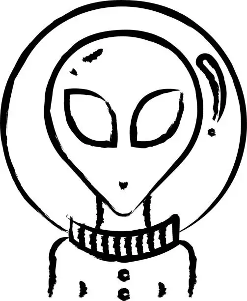 Vector illustration of Alien hand drawn vector illustration