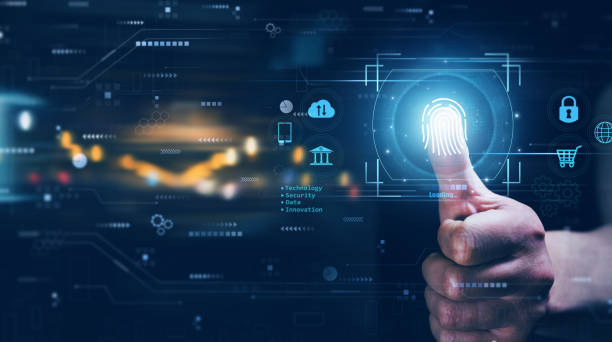 istock Fingerprint indentification to personal access. Biometrics security, E-kyc, innovation technology concept. 1847706592