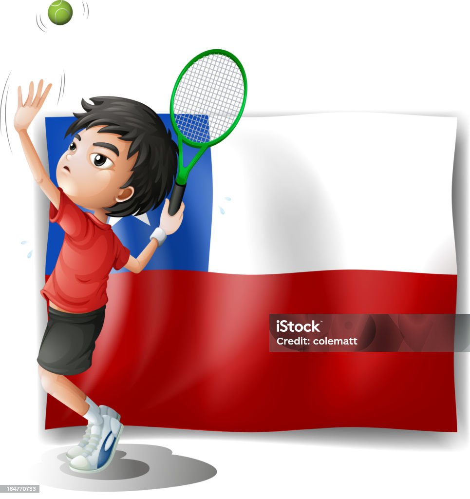 Jugador de tenis con la bandera de Chile - arte vectorial de Adulto libre de derechos