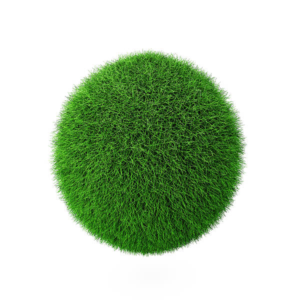 istock 3d render of green grass ball on white 184770928