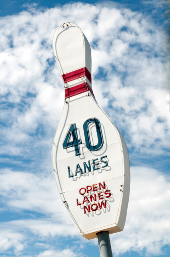 Great vintage Bowling Alley sign advertising 40 lanes available