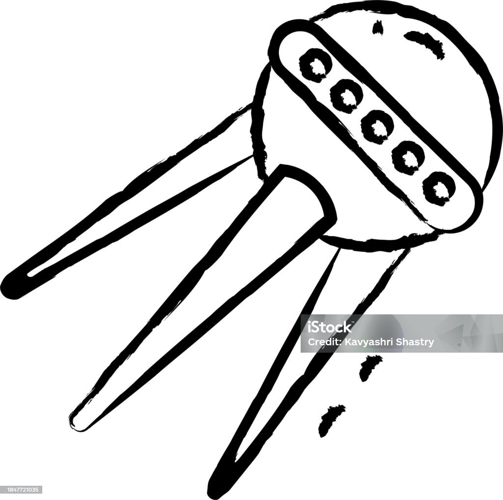 Sputnik Vector Sputnik Hand Drawn Vector Illustration Stock Illustration - Download ...