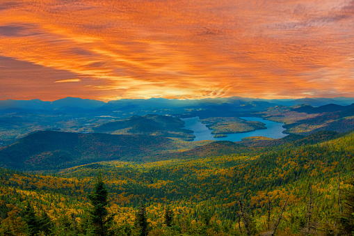 High Elevation Lake Placid View  in Autumn in New York
