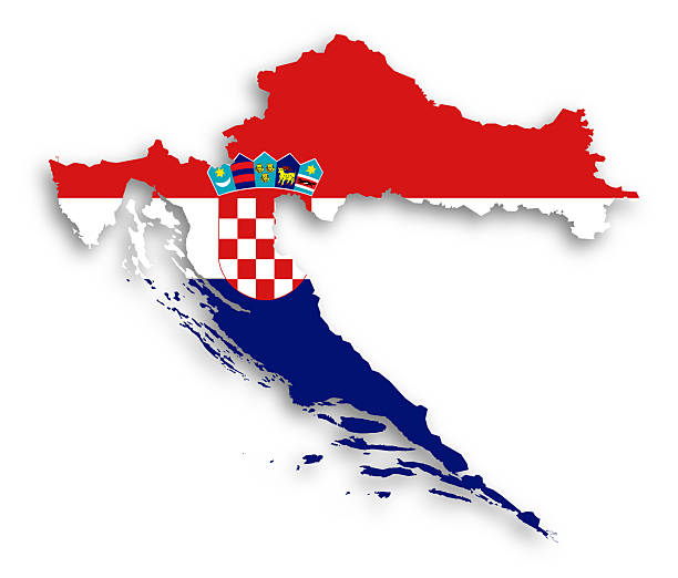 istock Map of Croatia filled with flag 184773592