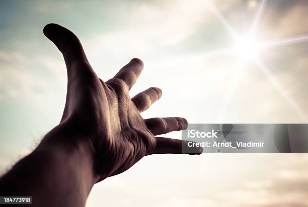 Hand Reaching To Towards Sky Stock Photo - Download Image Now - Growth, Reaching, Sky