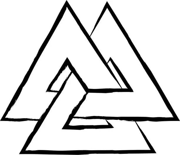 Vector illustration of Valknut hand drawn vector illustration