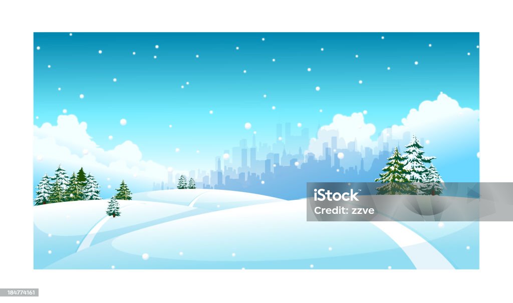 City skyline de paisagem de Neve - Royalty-free A nevar arte vetorial